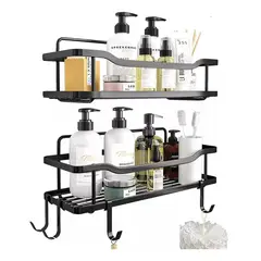 IMPORTCLICK - Organizador Ducha Baño Adhesivo 2 Repisas 13x31x7.5 CM Negro
