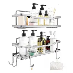 IMPORTCLICK - Organizador Ducha Baño Adhesivo 2 Repisas 13x31x7.5 CM Gris