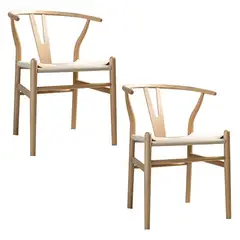 GENERICO - Pack 2 Sillas Wishbone Madera De Haya Para Comedor VenHoouse Natural