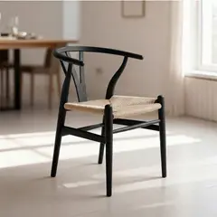 VENHOOUSE - Silla Wishbone Madera De Haya Para Comedor Negras
