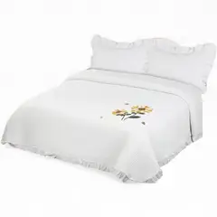 GENERICO - Quilt Bordado Cobertor De Verano 2 Plazas Color Blanco