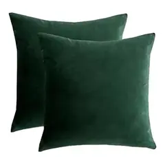 GENERICO - Pack 4 Funda Velvet De Cojín Terciopelo 45x45 Verde Oscuro