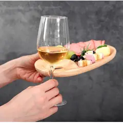 GENERICO - Plato Picoteo Tabla Madera Asado Aperitivos Soporte Copas