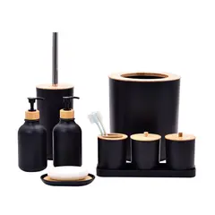 GENERICO - Juego Accesorios Set De Baño 9 Piezas Cepillo Wc dispensador de jabon