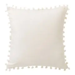 GENERICO - Funda Para Cojín Pompones 45x45 Blanco 1 Und