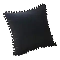 GENERICO - Pack 2 Funda Para Cojín Pompones 45x45 Negro