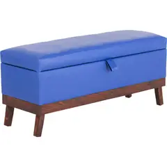 GENERICO - Banqueta con Baúl Incy Azul Eco Cuero 120x40x50 cm Máxima Design