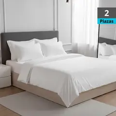 GENERICO - JUEGO DE SÁBANAS BLANCAS 2 PLAZAS
