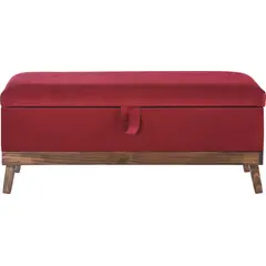 GENERICO - Banqueta con Baúl Incy Rojo Felpa 120x40x50 cm Máxima Design