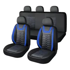 IMPORTCLICK - Set Fundas Cuero Cubre Asientos Automóvil Completo Deluxe Azul