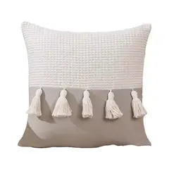 GENERICO - Pack 6 Funda Para Cojín Mitad Pompones 45x45 Gris