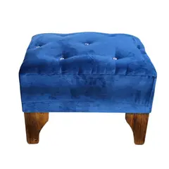 GENERICO - Banqueta Botón Diamante Azul Marino Felpa 60x40x40