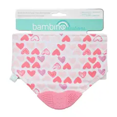 BAMBINO - Babero bandana rosado con mordedor