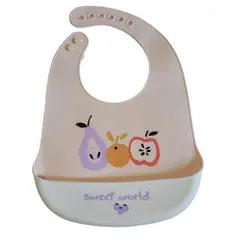 GENERICO - Babero de silicona rosado para bebé