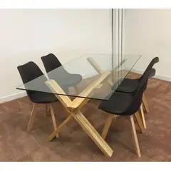 GENERICO - Comedor Bianca 140cm -Negro 4 puestos