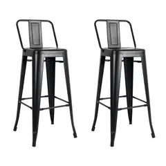 ITAHOME - SET DE 2 PISOS DE BAR METAL TOLIX NEGRO CRESPALDO
