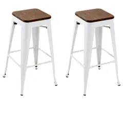 ITAHOME - SET DE 2 PISOS DE BAR VERONA MADERA BLANCO