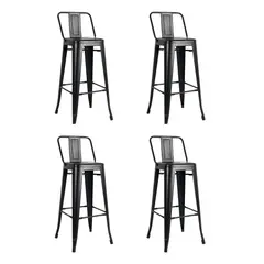 ITAHOME - SET DE 4 PISOS DE BAR METAL TOLIX NEGRO CRESPALDO