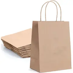 GENERICO - Bolsas De Papel Kraft 16x21 Con Manillas 25 Unidades