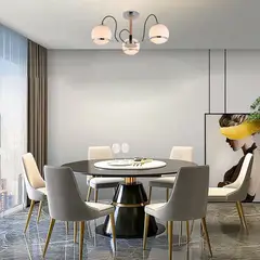 LAMPARASHOME - Lámpara De Techo Colgante Iluminación Moderna 3 Luz E27 Cromo Y Crema