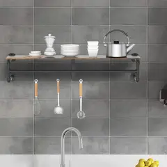 AIZO - Perchero industrial tubería estante ropa montado en la pared de 100cm