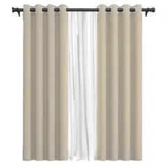 VINCENZI - Pack Cortina de Tela Blackout Beige Velo 140x220