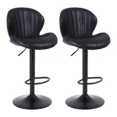 NOVAHUS - Pack 2 Pisos de Bar Lounge con Respaldo y Reposapiés Negro