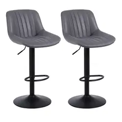 NOVAHUS - Pack 2 Sillas de Bar New York con Respaldo y Reposapiés Gris