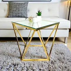 GENERICO - Mesa de centro modelo diamante y vidrio templado 8mm MGR MUEBLES