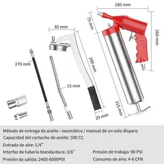 AIZO - 8 pcs 500cc Engrasadora puede ser manual neumática 6000PSI