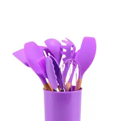 GENERICO - Set de 12 piezas de utensilios para cocina de silicona MORADO