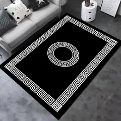 GENERICO - ALFOMBRA ANTIDESLIZANTE CON DISEÑO NEGRO CUADRO BLANCO 200X240CM