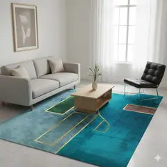 GENERICO - ALFOMBRA ANTIDESLIZANTE CON DISEÑO TURQUESA CELESTE 200X240CM