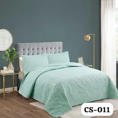 GENERICO - Cobertor Tipo Quilt de Verano / Cubrecamas 2 Plazas Verde Menta