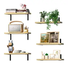 HALMAN - Repisas Flotantes De Madera Multipropósito X6 Marrón Claro-
