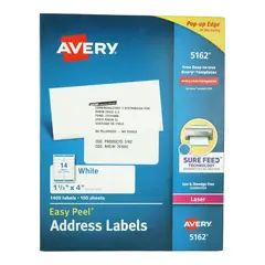 GENERICO - 1400 ETIQUETAS 3,4X10,2 CM INK/LASER AUTOADHESIVA AVERY 5162 - 100HJS CARTA BLANCO