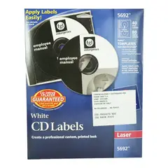 GENERICO - 40 ETIQUETAS PARA CD INK/LASER AUTOADHESIVA AVERY 5962 - 20HJS CARTA BLANCO