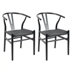 NOVAHUS - Pack 2 Sillas Comedor Wishbone Negra