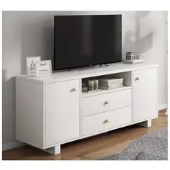 HOMER DESIGN - Rack Tv 120x30x58cm 2 Tiras 2 Puerta Melamina