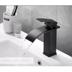 GENERICO - Llave Lavamanos Estilo Cascada Negro Mate