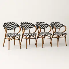 KLIK - Pack de 4 Sillas Bistro Parisina con reposabrazos - Blanca con negro