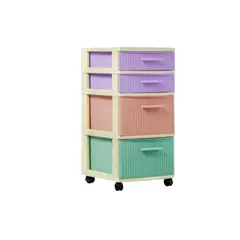 QRUBBER - Cajonero 4 Niveles Candy Multicolor tipo Rattán MQ