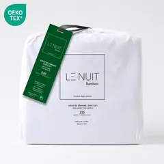 LE NUIT - Sábanas 2 Plazas 100% Bambú 230 Hilos Essentials Liso Bco