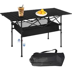 EVERSO - Mesa Plegable Para Camping Portatil Multiuso Exteriores Negr