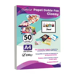 CURSOR - Papel Fotográfico Doble Faz Glossy A4 230Gr 50 Hjs