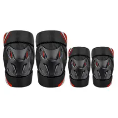 MOTOWOLF - Pack Rodilleras y Coderas Para motociclismo y deportes MOTOWLOF 1010 Red