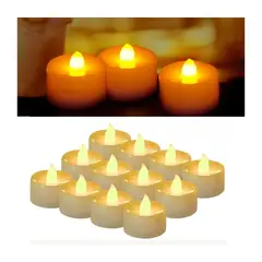 EVEREEN - 24 Velas Electrónicas Led Con Fondo Blanco Y Luz Amarilla Colorido-