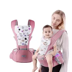 BABYMINE - Portabebé Ergonómico Asiento Multifuncional 6 En 1 Rosado