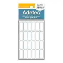 ADETEC - 240 Etiquetas Manual Rectangular Blanca 12X30 mm