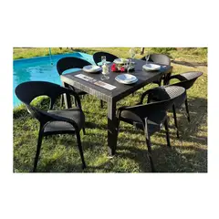 GENERICO - Comedor terraza Zapallar seis personas textura ratán
